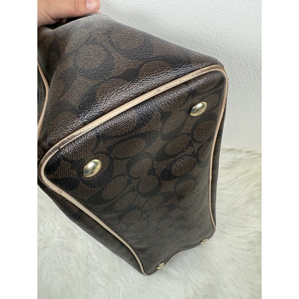 Coach Signature Peyton Double Zip Carryall Tote Shoulder Bag Purse Brown F26187 - Picture 8 of 16
